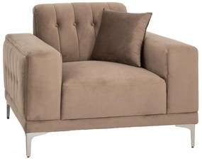 Πολυθρόνα Βελούδινη 88037 114x86x85cm Silver-Brown