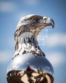 Intra Συλλεκτικό Ξύλινο Παζλ Plywood  4mm - Γλυπτό Silver Eagle σε πρώτο πλάνο Σε Ξύλινο Κουτί - Διαστάσεις: 10x10 cm – 25 κομμάτια