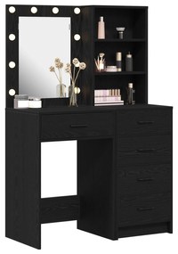vidaXL 2 τεμάχιο σετ dressing table με LED Μαύρο Επεξεργασμένο ξύλο