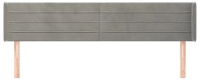 Κεφαλάρι με Πτερύγια Ανοιχτό Γκρι 183x16x78/88 εκ. Βελούδινο - Γκρι