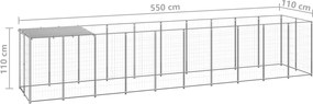 vidaXL Σπιτάκι Σκύλου Ασημί 6,05 m² Ατσάλινο