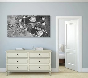 Εικόνα δύο ρετρό καμερών σε ασπρόμαυρο - 120x60