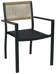 Πολυθρόνα Κήπου ArteLibre HORUS Μαύρο/Καφέ Αλουμίνιο/Rattan 56x58x83cm
