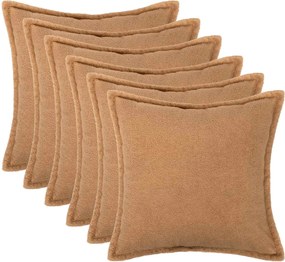 vidaXL Κάλυμμα Μαξιλαριού 6 pcs HOUTEN Μπεζ 50 x 50 cm Μπουκλέ
