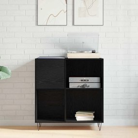 vidaXL Ντουλάπι δίσκων βινυλίου με ράφι Μαύρη Οξυά 85 x 38 x 89 εκ.