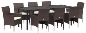 vidaXL 4 Τεμαχίων Σετ Τραπεζαρίας Κήπου Καφέ Συνθετικό Ρατάν
