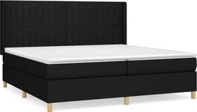 vidaXL Κρεβάτι Boxspring με Στρώμα Μαύρο 200x200 εκ. Υφασμάτινο