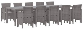 vidaXL Σέτ φαγητού για κήπο 11 pcs Ανοιχτό γκρι Ράτταν και Αλουμίνιο
