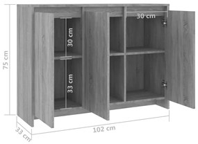 Μπουφές Γκρι Sonoma 102x33x75 εκ. από Επεξεργασμένο Ξύλο - Γκρι