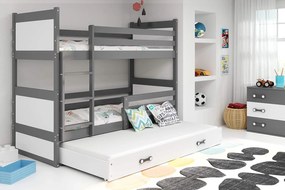 Κουκέτα  Riccon με 3o Κρεβάτι από μασίφ ξύλο White + Grey  90×200cm (Δώρο τα 3 Στρώματα)