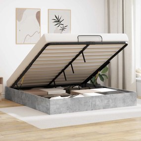 vidaXL Κρεβάτι Οθωμανικού Τύπου Σκυρόχρωμο Γκρι 160 x 200 cm