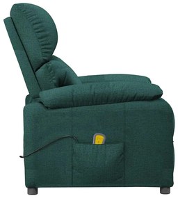 vidaXL Πολυθρόνα Μασάζ Σκούρο Πράσινο Υφασμάτινη