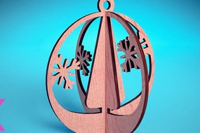 Σετ των 3 Intra απο ξύλο plywood 3mm-4mm πάχος Τρισδιάστατα χριστουγεννιάτικα στολίδια με λέιζερ | Δίασταση 8x8 cm INTRAFABR-71699167