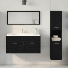 vidaXL Σετ Επίπλων Μπάνιου  3 τεμάχια Μαύρη Δρυς Μηχανικό ξύλο, γυαλί