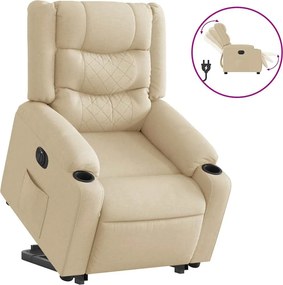 vidaXL Πολυθρόνα Ηλεκ. Ανακλινόμενη με Ανύψωση Κρεμ Υφασμάτινη