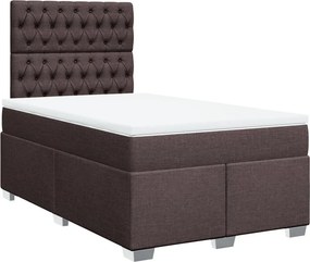vidaXL Κρεβάτι Boxspring με Στρώμα Σκούρο Καφέ 120x200 εκ. Υφασμάτινο