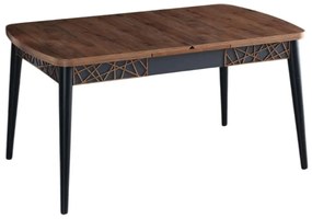 Τραπέζι Επεκτεινόμενο Amalfi Motif 107BCK1509 131,5/170x76,5x79,5cm Walnut-Black Μοριοσανίδα,Ξύλο