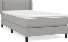 vidaXL Κρεβάτι Boxspring με Στρώμα Ανοιχτό Γκρι 90x190 εκ. Υφασμάτινο