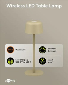 GOOBAY επιτραπέζιο φωτιστικό 77678, 3000K, dimmable, επαναφορτιζόμενο, μπεζ