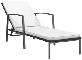 vidaXL Καρέκλες/Ξαπλώστρα 2 τεμ. Μαύρο Συνθετικό Ρατάν με Τραπέζι