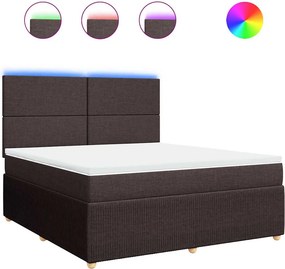 vidaXL Κρεβάτι Boxspring με Στρώμα Σκούρο Καφέ 180x200 εκ Υφασμάτινο