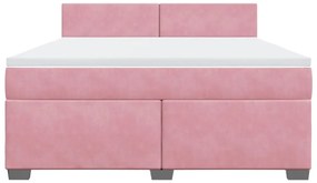 vidaXL Κρεβάτι Boxspring με Στρώμα Ροζ 180x200 εκ. Βελούδινο