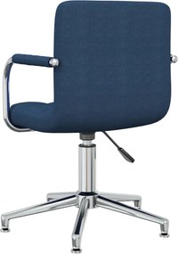vidaXL Καρέκλα Τραπεζαρίας Περιστρεφόμενη Μπλε Υφασμάτινη