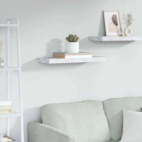 vidaXL Ράφι Τοίχου Λευκό Μάρμαρο 60 x 23 x 4 εκ. Επεξεργασμένο ξύλο