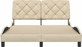 vidaXL Σκελετός Κρεβατιού Χωρίς Στρώμα Κρεμ 140x200 εκ.Υφασμάτινο