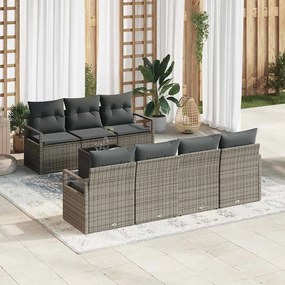 vidaXL Σετ Καναπέ Κήπου με μαξιλάρι 8 pcs Γκρι συνθετικό ρατάν