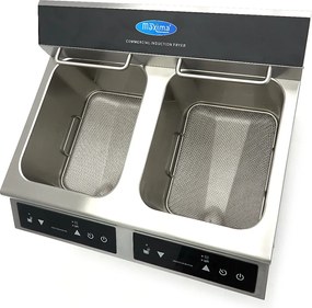 Deep Fryer - 2 x 8L - 2 Baskets - with Drain Tap - Induction