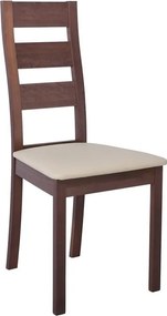 MILLER Καρέκλα Οξιά Καρυδί, PVC Εκρού   2τμχ