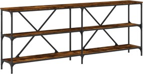 vidaXL Τραπέζι Κονσόλα Καπνιστή Δρυς 200x30x75 εκ. Επεξ. Ξύλο/Σίδηρος