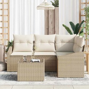 vidaXL Σετ Καναπέ Κήπου 5 pcs Μπεζ Πολυ ράταν