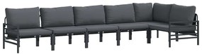 vidaXL Σετ Καναπέ Κήπου με μαξιλάρι 6 pcs Μαύρο Ατσάλι