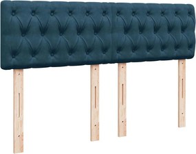 vidaXL Κρεβάτι Boxspring με Στρώμα Μπλε 160x200 εκ. Βελούδινο