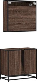 vidaXL Σετ Επίπλων Μπάνιου 2 Τεμαχίων Καφέ Δρυς από Τεχν. Ξύλο