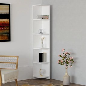 Βιβλιοθήκη γωνιακή Ravella Megapap χρώμα λευκό 25x25x160εκ.-GP052-0157,1