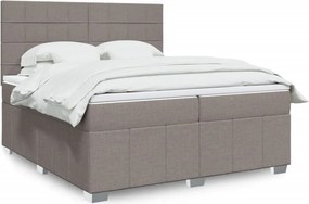 vidaXL Κρεβάτι Boxspring με Στρώμα Taupe 200x200 εκ. Υφασμάτινο