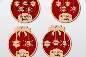 Σετ των 3 Intra απο ξύλο plywood 3mm-4mm πάχος κοπής με λέιζερ Χριστουγεννιάτικο Στολίδι Δίασταση 8x8 cm INTRAFABR-80510465