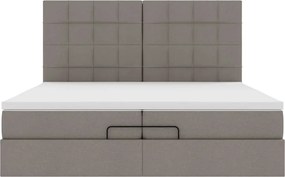 vidaXL Οθωμανικό κρεβάτι με στρώματα Taupe 200x200cm ύφασμα