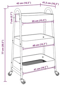 ΤΡΟΛΕΪ ΑΠΟΘΗΚΕΥΣΗΣ 3 ΕΠΙΠΕΔΩΝ ΜΑΥΡΟ 42X41,5X77 CM ΧΑΛΥΒΑΣ 4012381