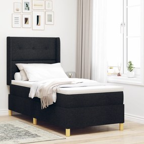vidaXL Κρεβάτι Box Spring με Στρώμα & LED Μαύρο 80x200 εκ Υφασμάτινο