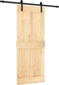 vidaXL Συρόμενη Πόρτα Φυσικό και Μαύρο 85 x 210 cm