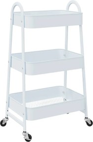 vidaXL Τρόλεϊ αποθήκευσης 3 επιπέδων Λευκό 42x41,5x77 cm Χάλυβας