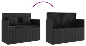 vidaXL Πάγκος Κήπου Μαύρος από Συνθετικό Ρατάν με Μαξιλάρια