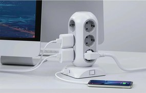 ΠΟΛΎΜΠΡΙΖΑ 15 IN 1 TOWER SURGE PROTECTOR TESSAN 25W 12XSCHUKO