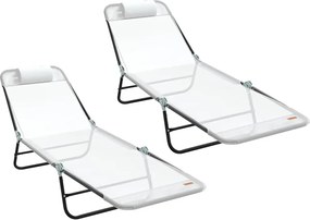 vidaXL Πτυσσόμενη ξαπλώστρα 2 pcs Κρεμ 182 x 55 x 85,5 εκ Textilene