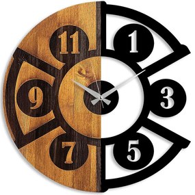 Ρολόι Τοίχου Pizza Slice 539TNL1145 56x3x56cm Walnut-Black Wallity Metal,Wood