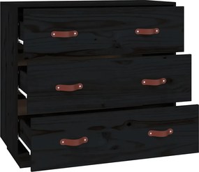 vidaXL Ντουλάπι Μαύρος 80x40x75 εκ. από Μασίφ Ξύλο Πεύκου